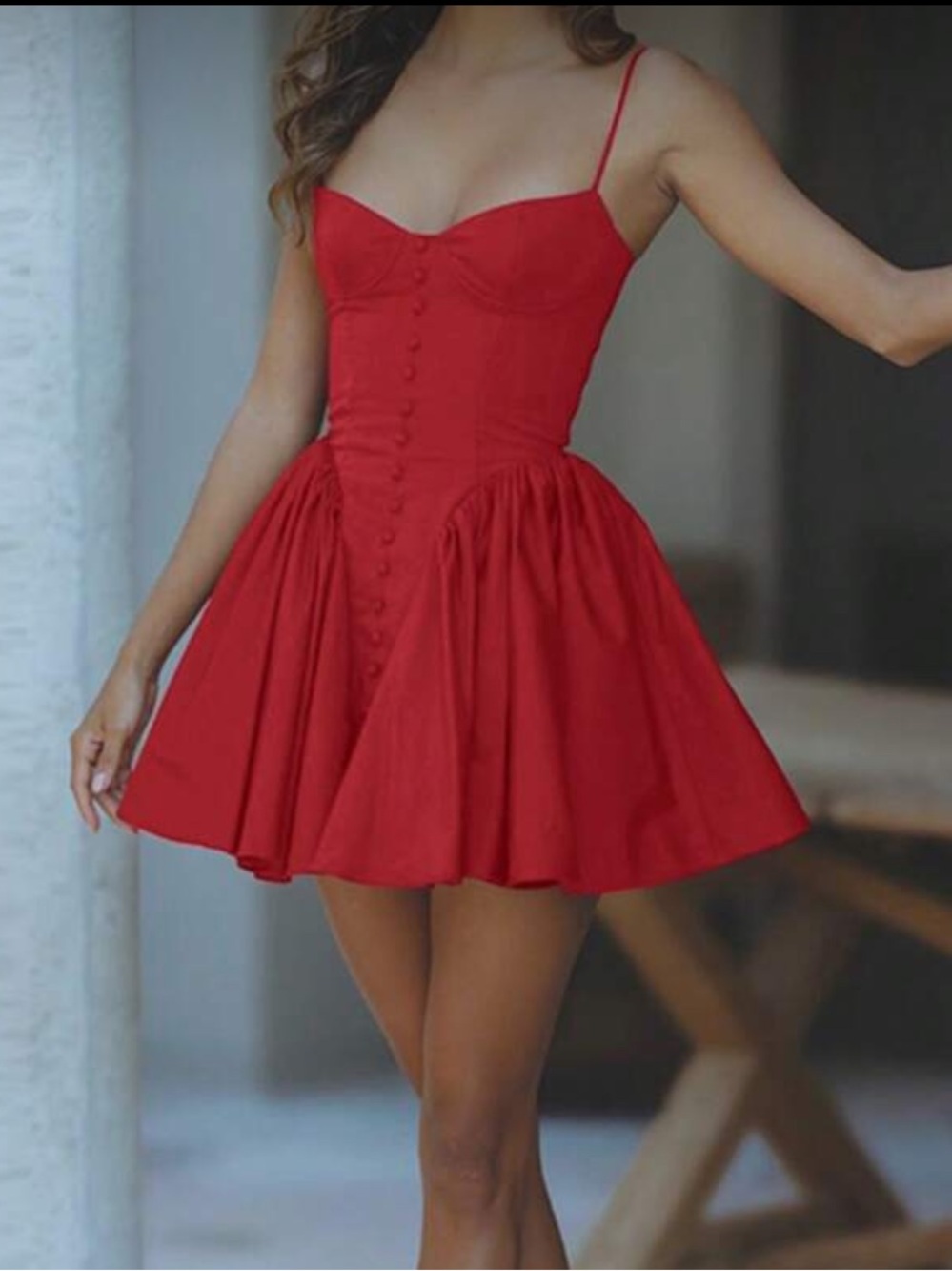 SHEIN Red Spaghetti-Strap Fit & Flare Mini Dress